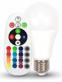   V-TAC E27 6W 470lm 4000K 200 ° RGB  LED-izzó távirányítós