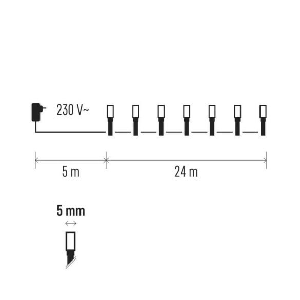 Karácsonyi fényfüzér 240LED 24m időzitős színes IP44 ZY0815T