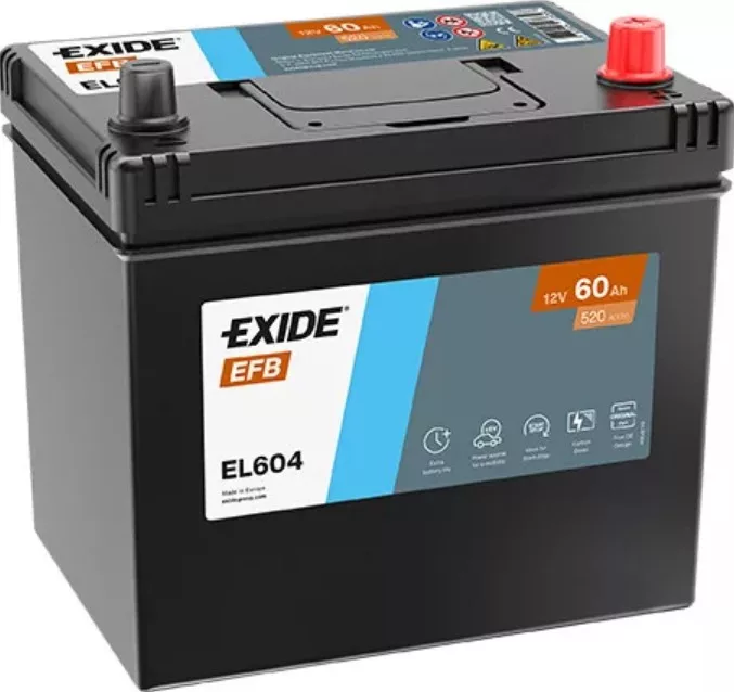 EXIDE Start-Stop EFB EL604 60Ah autó akkumulátor JOBB+