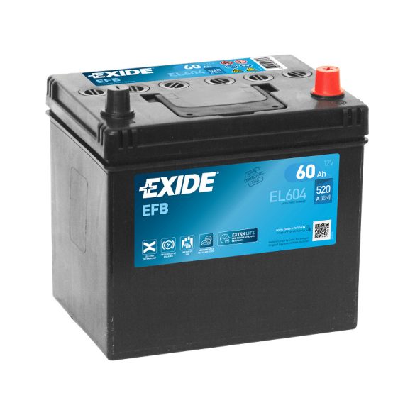 EXIDE Start-Stop EFB EL604 60Ah autó akkumulátor JOBB+