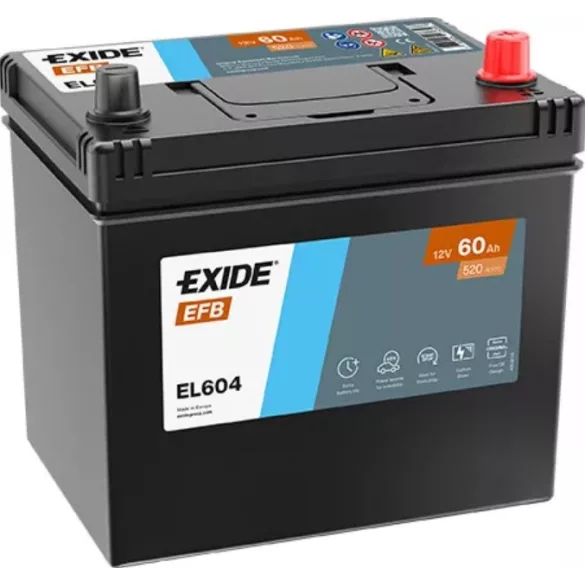 EXIDE Start-Stop EFB EL604 60Ah autó akkumulátor JOBB+