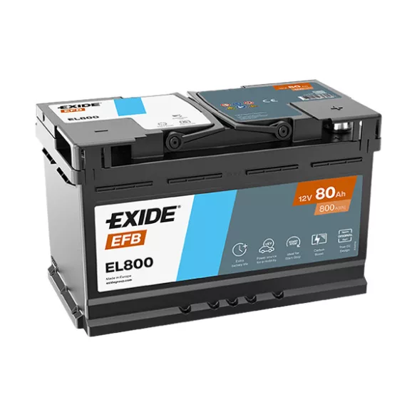 EXIDE Start-Stop EFB EL800 80Ah 720A autó akkumulátor JOBB+