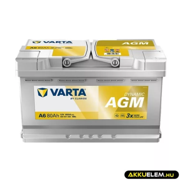 VARTA 12V AGM 80Ah 800A A6 Dynamic autó akkumulátor 580901 START-STOP