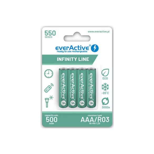 everActive AAA 550mAh Infinity Line NiMH akkumulátor 4db/csomag  (ár/csomag)