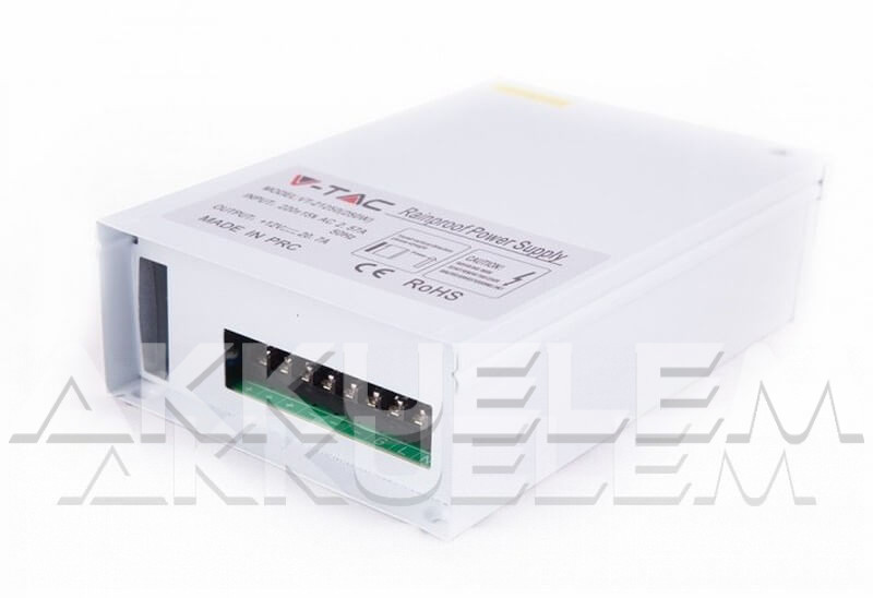 V-TAC 250W 20A LED tápegység esőálló fém házas – V-TAC 3073