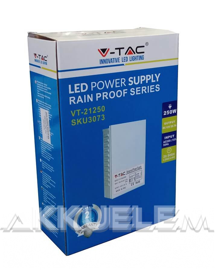 V-TAC 250W 20A LED tápegység esőálló fém házas – V-TAC 3073