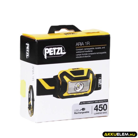 PETZL ARIA 1R tölthető SÁRGA/FEKETE fejlámpa 450lum