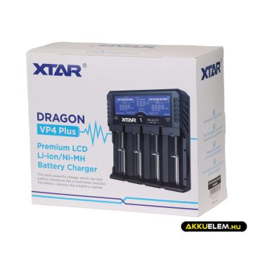   XTAR VP4 Plus Dragon négy csatornás Li-ion/Ni-MH LCD-kijelzős akkumulátor töltő/tesztelő
