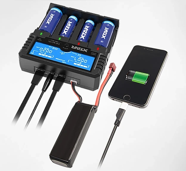 XTAR VP4 Plus Dragon négy csatornás Li-ion/Ni-MH LCD-kijelzős akkumulátor töltő/tesztelő
