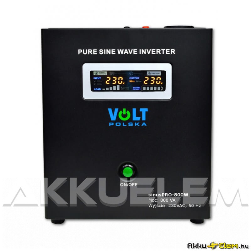 VOLT Polska SinusPRO 800W 500W/max.800VA 12V inverter/szünetm. tápegység