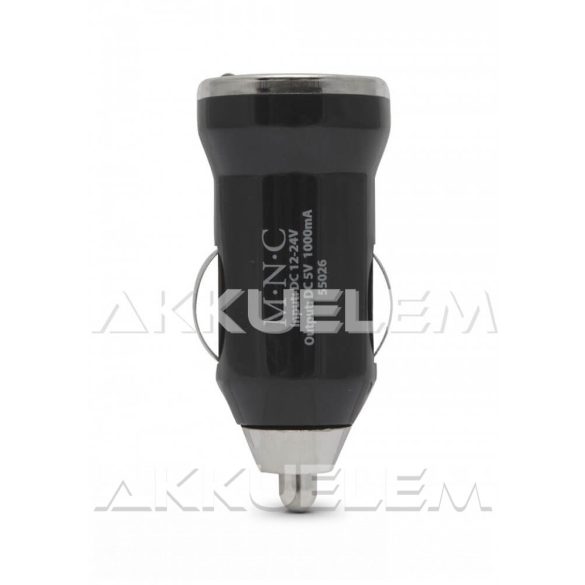 USB autós adapter 1A 5V állapotjelző LED-del 12-24V