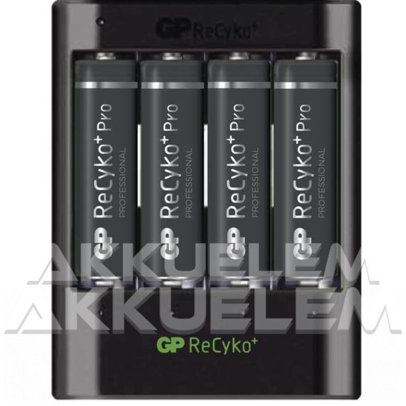 GP ReCyko+ PRO 4 x  1,2V 2100mAh AA elemméretű akkumulátor + AJÁNDÉK U421 USB töltő