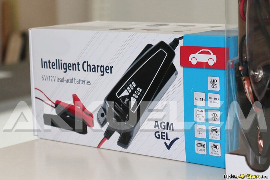 EE04A 6V12V 4A autó és motor akkumulátor töltő N1014