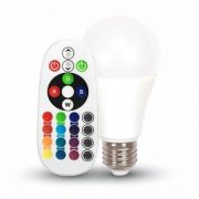   V-TAC E27 6W 470lm 6400K 200 ° RGB  LED-izzó távirányítós