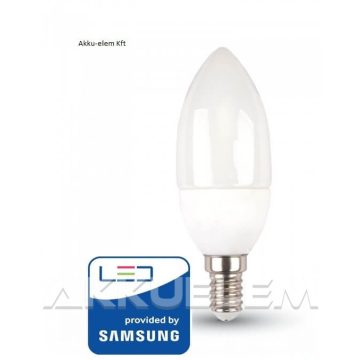   V-TAC E14 5,5W 470lm 3000K LED-izzó opál gyertya SAMSUNG chipes
