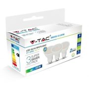   V-TAC GU10 5W 400lm 3000K 110 ° LED-izzó opál 3 db-os csomagban