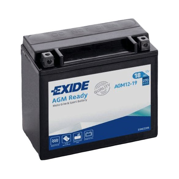 Exide 12V 18Ah 270A AGM12-19 motorkerékpár akkumulátor JOBB+ (TX20L-BS helyett)