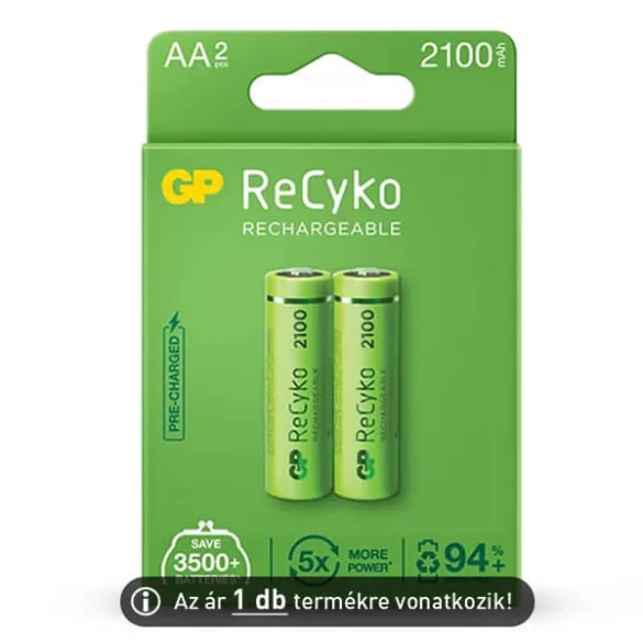 GP AA Recyko 2100mAh NiMH akkumulátor 2db/csomag (ár/csomag)