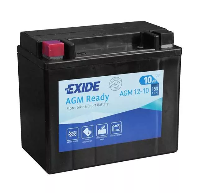  Exide 12V 10Ah 150A AGM12-10 motorkerékpár akkumulátor BAL+