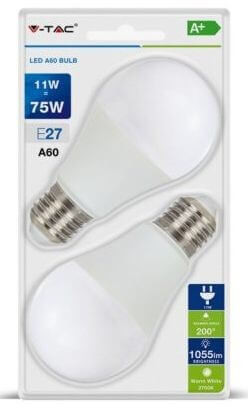 V-TAC E27 11W 1055lm 4000K LED-izzó 2db/csomag