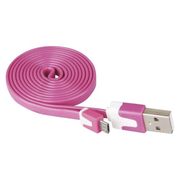 USB-microUSB kábel USB2.0 PINK színű, 1 m
