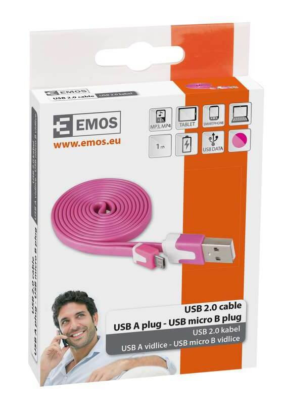 USB-microUSB kábel USB2.0 PINK színű, 1 m