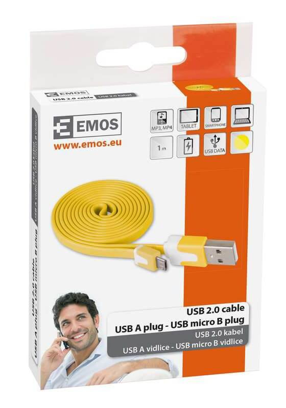 USB-microUSB kábel USB2.0 SÁRGA színű, 1 m
