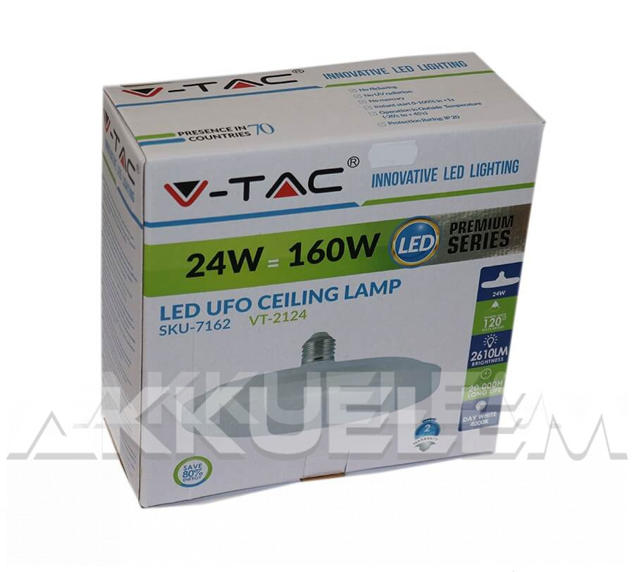 V-TAC E27 24W 2610lm 4000K 120 ° UFO LED-izzó