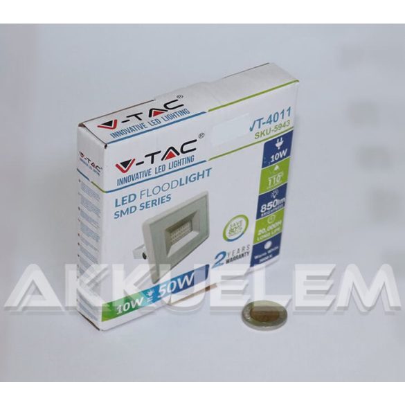 V-TAC 10W 850lm 3000K LED-reflektor fehér színű burkolat, meleg fehér fény