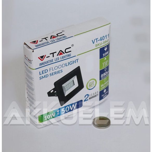 V-TAC "E-széria" 10W 850lm 4000K LED-reflektor fekete színű