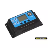 Napelem töltésvezérlő 12V/24V 10A PWM+USB