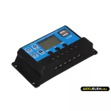 Napelem töltésvezérlő 12V/24V 10A PWM+USB