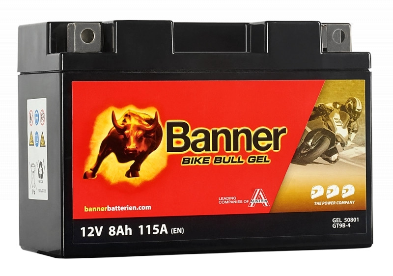   Banner 12V 8Ah 115A YT9B-4 50801 motorkerékpár akkumulátor AGM BAL+