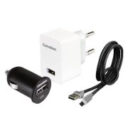 Camelion USB fali, autós, 8pin/microUSB 5V adapter szett