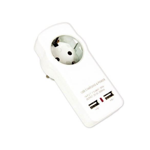 Arcas 1xEU 2xUSB  hálózati USB töltő adapter gyermekbiztos