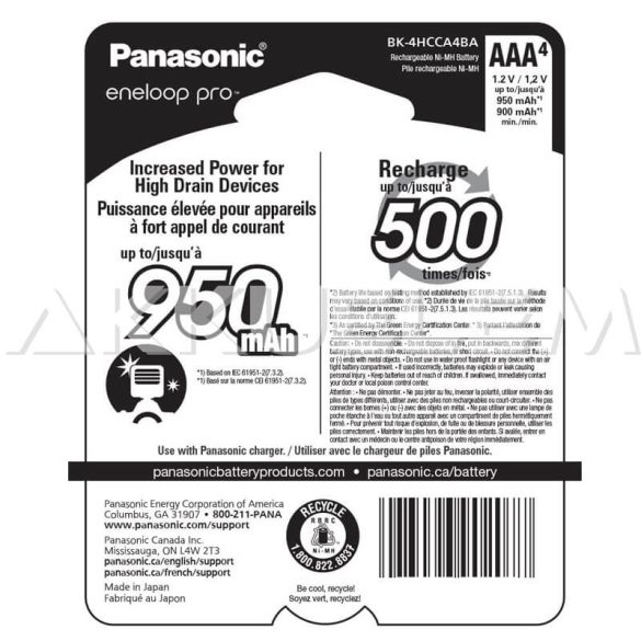 Panasonic Eneloop PRO 1,2V 930mAh AAA elemméretű akkumulátor ár/db