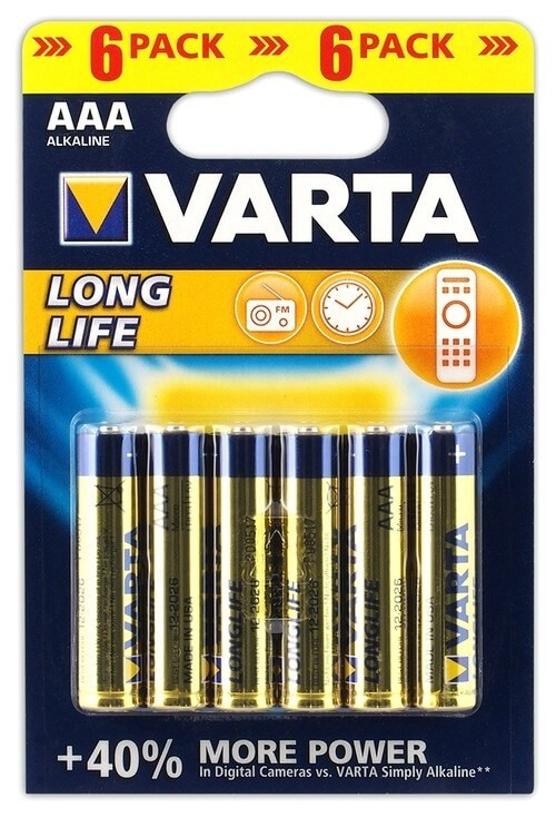 Varta Longlife LR03 1,5V AAA elem 6db-os csomagban