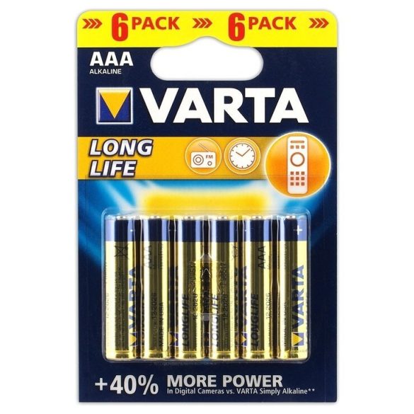 Varta Longlife LR03 1,5V AAA elem 6db-os csomagban