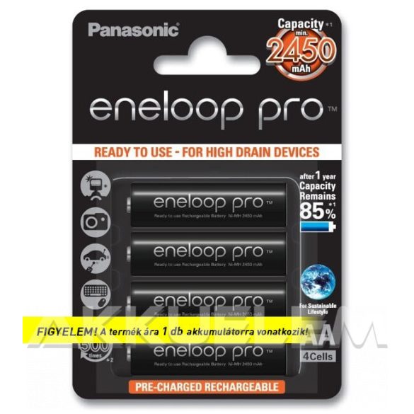 Panasonic Eneloop PRO 1,2V 2500mAh AA elemméretű akkumulátor (ár/db)