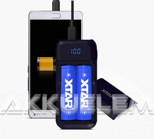 Akkutöltő-powerbank XTAR PB2 2A | Li-ion 18650 akkukhoz