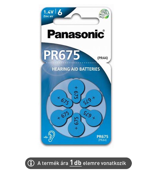 Panasonic ZA675 PR44 1,4V hallókészülék elem (ár/db)