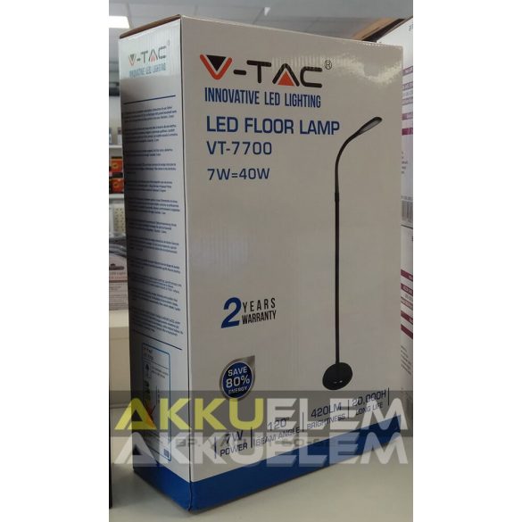 V-TAC 7W 420lm 4000K állólámpa hajlítható nyakú, dimmelhető
