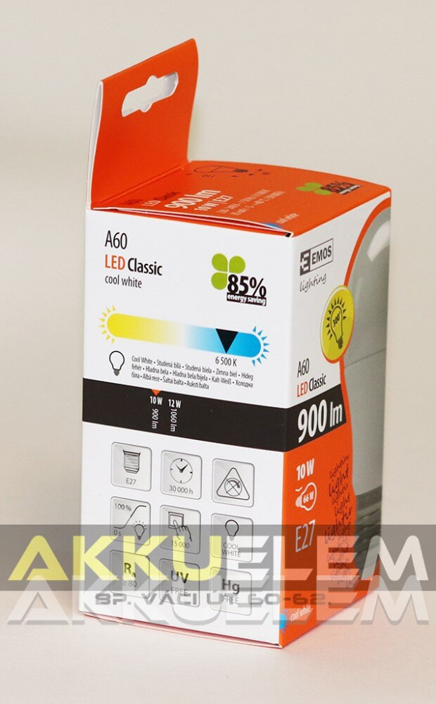 EMOS E27 Classic A60 10W 900lm 6500K LED-izzó