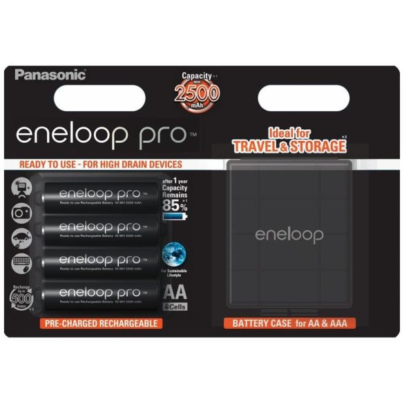 Eneloop PRO 2500mAh AA NiMH akkumulátor 4db/bliszter + AJÁNDÉK tárolódoboz