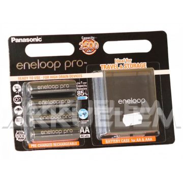   Eneloop PRO 2500mAh AA NiMH akkumulátor 4db/bliszter + AJÁNDÉK tárolódoboz