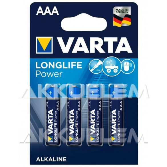 Varta Longlife Power LR03 1,5V AAA elem 4db-os csomagban