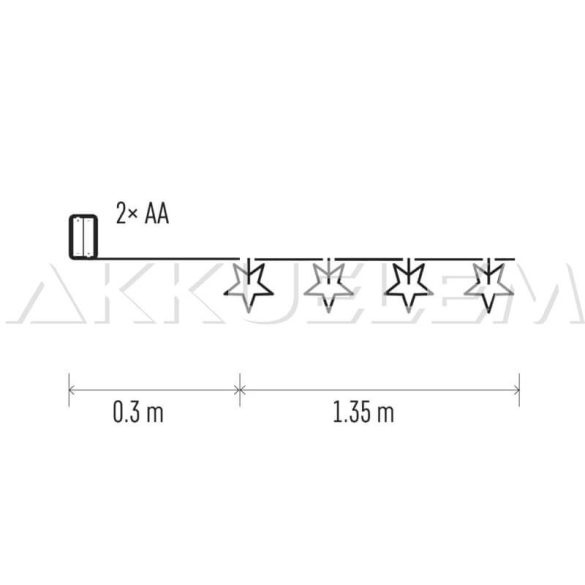 Karácsonyi füzér CSILLAG 10LED 0,6W fa időzítős 2xAA ZY2061