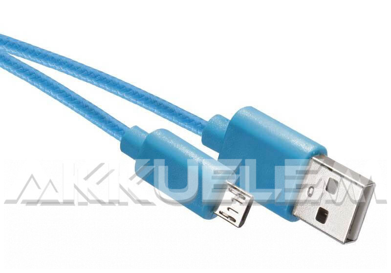   USB-microUSB kábel USB2.0 multi 1m világoskék, szövetborítású