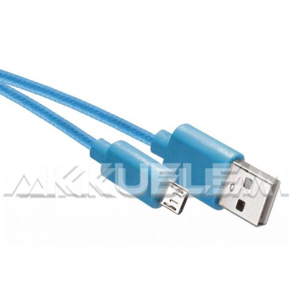 USB-microUSB kábel USB2.0 multi 1m világoskék, szövetborítású