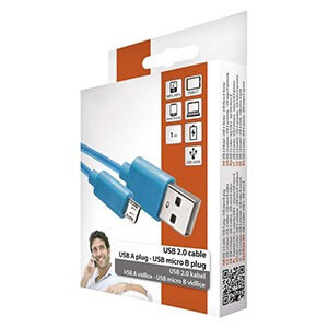 USB-microUSB kábel USB2.0 multi 1m világoskék, szövetborítású